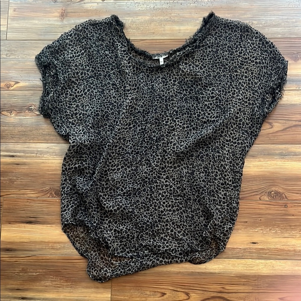 Joie Black Sheer Leopard Blouse